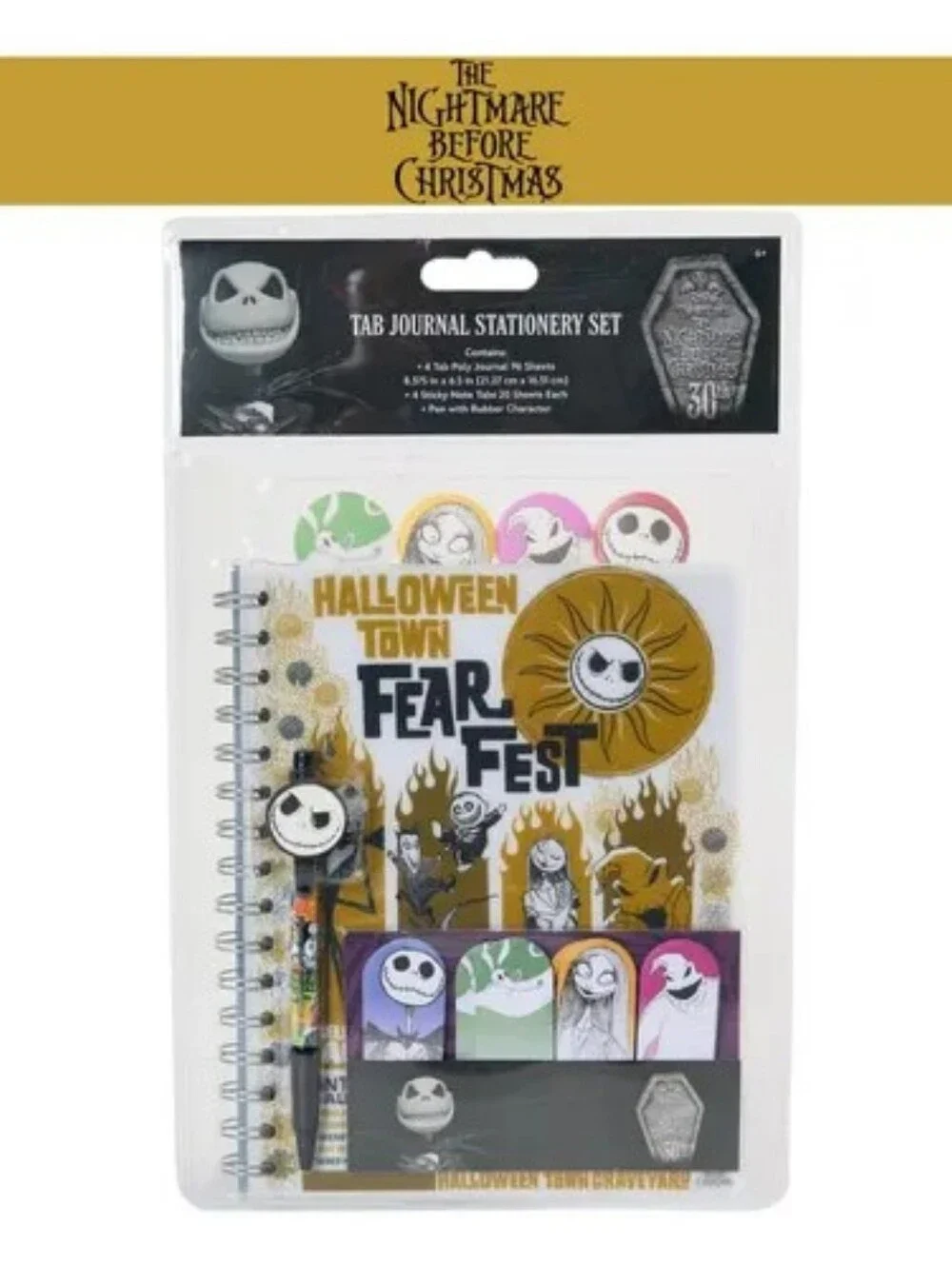 NBC Halloween Town Fear Fest Spiral Notebook - White & Gold